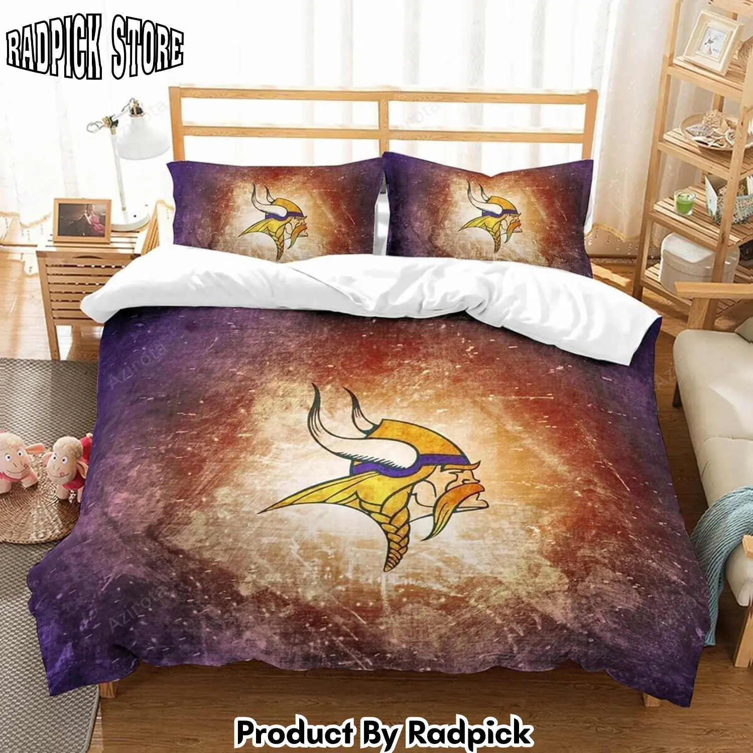 Radpick 3d printed minnesota vikings logo duvet cover bedding set rp3278945